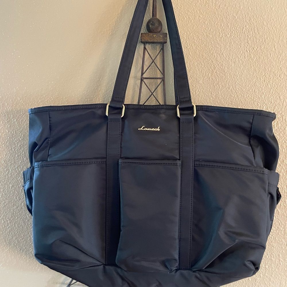 Lovevook Black Large Tote Bag Laptop Work Bag Brown Inside